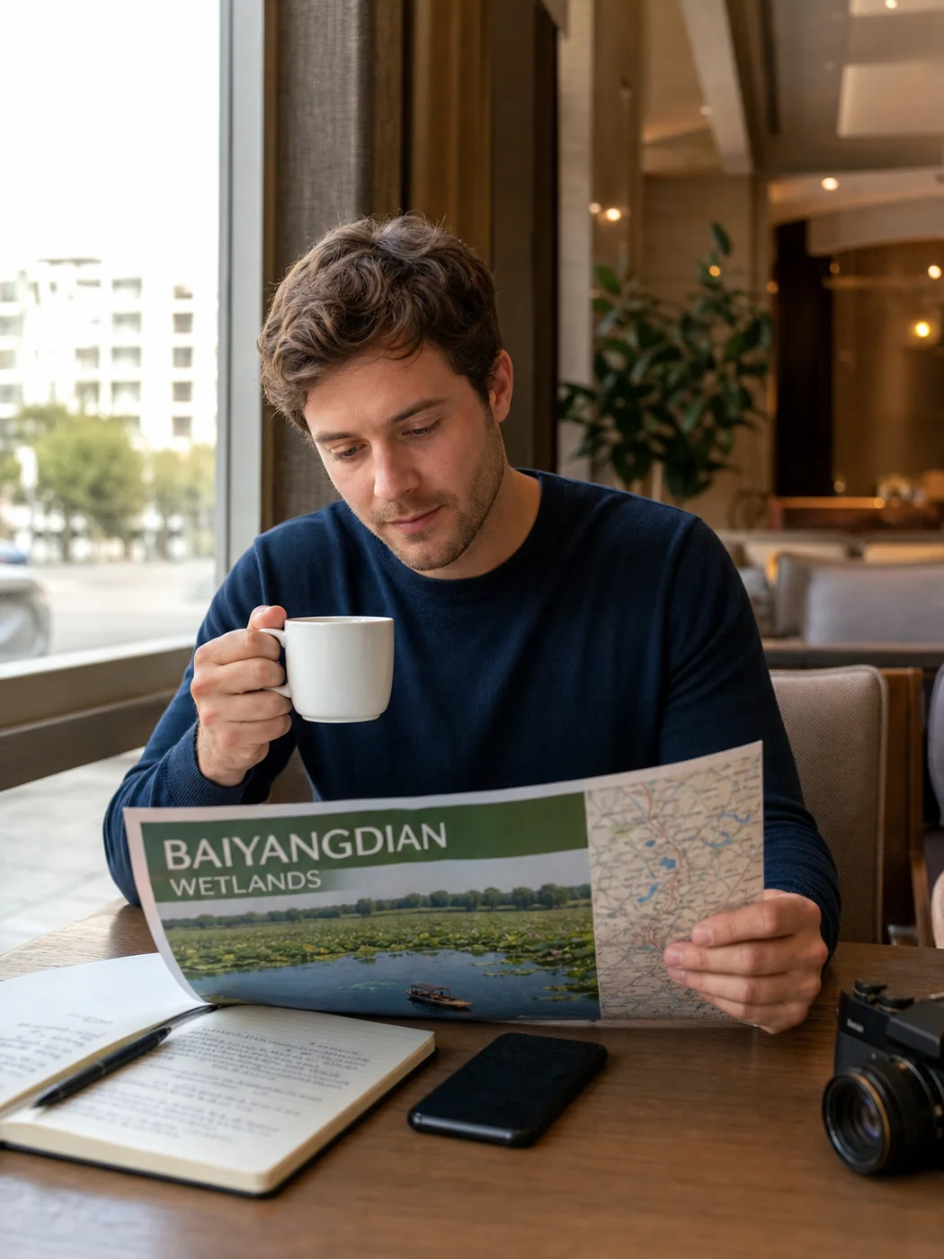 Traveler planning Baiyangdian trip in Baoding