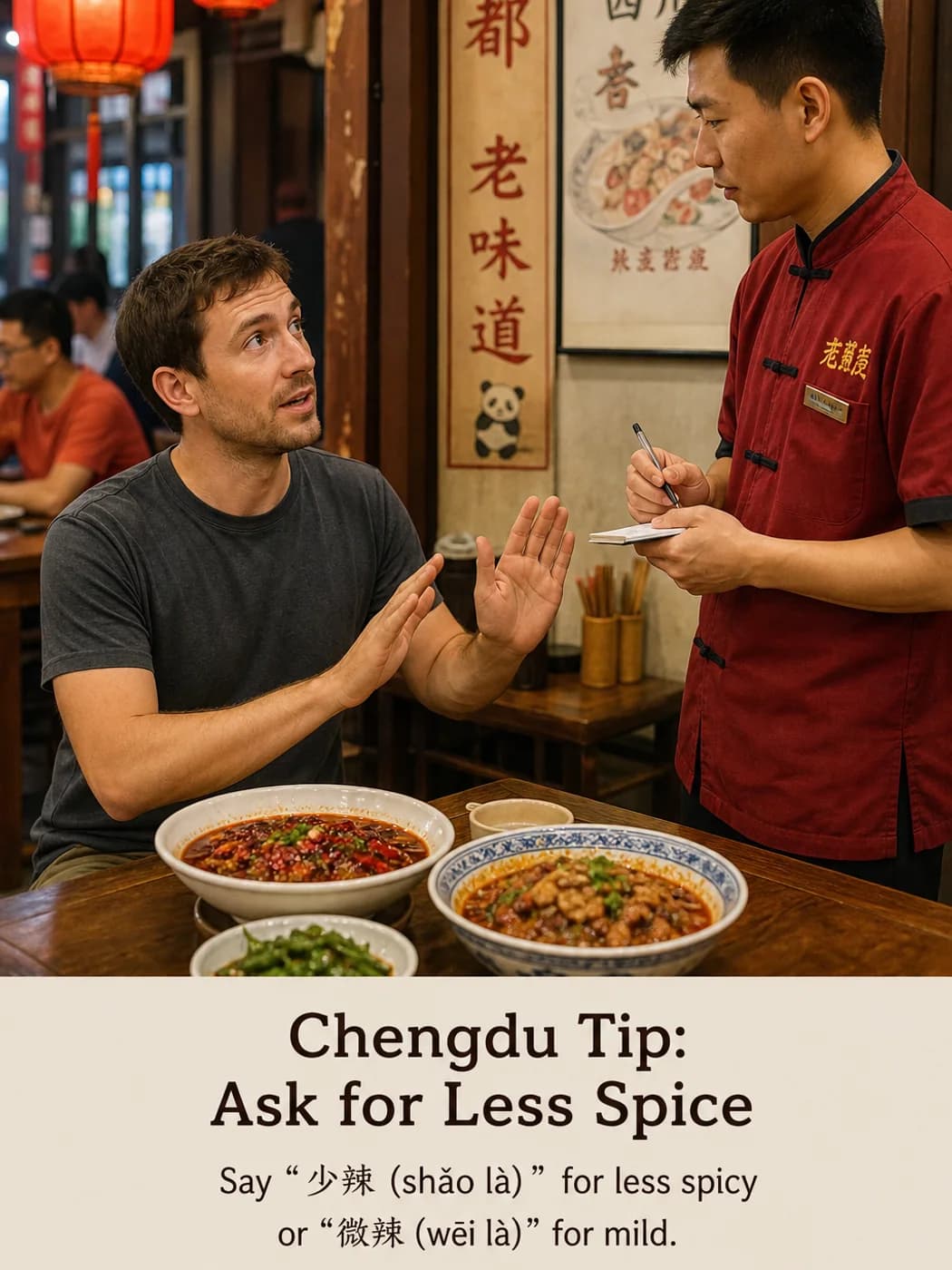 Traveler requesting mild hotpot