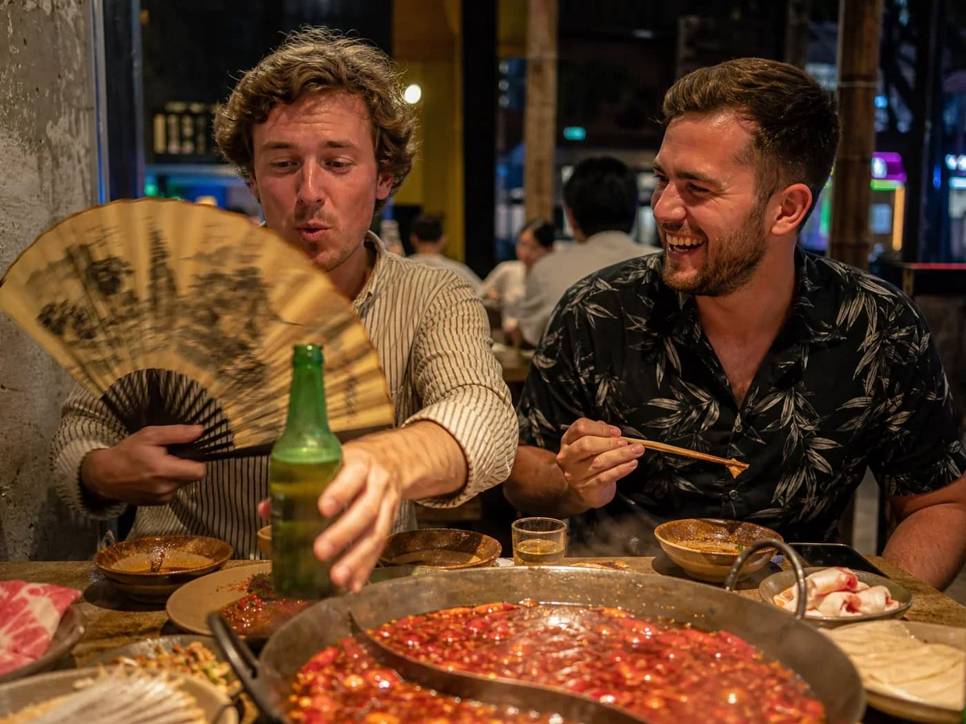 Travelers reacting to Sichuan pepper