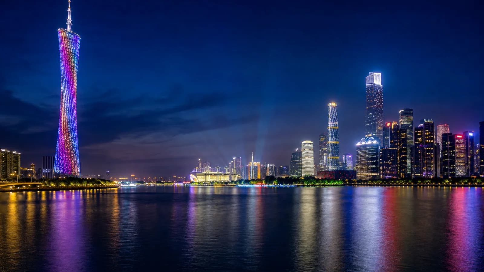 Pearl River at night in Guangzhou