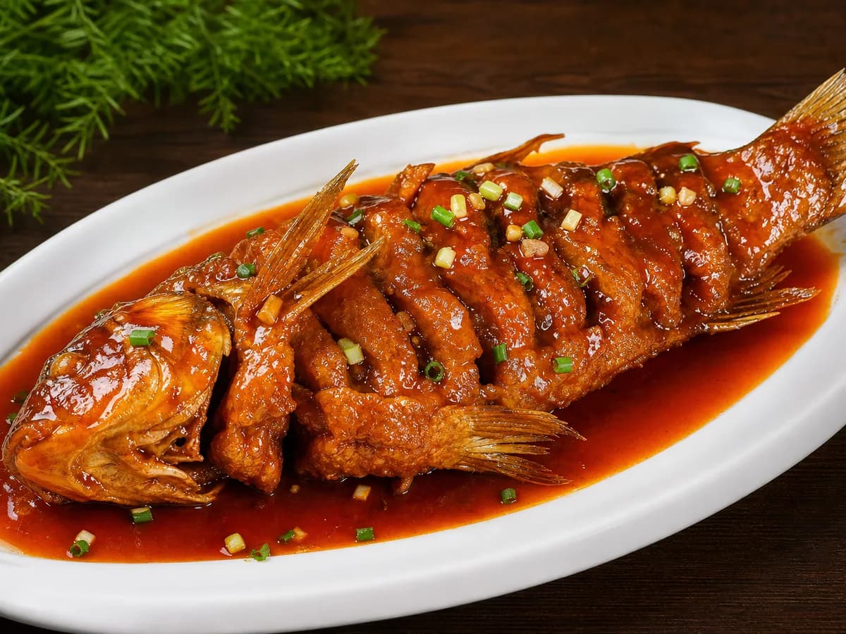 Sweet-and-sour Yellow River carp in Jinan