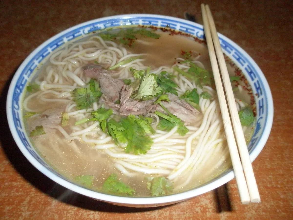 Lanzhou beef noodles in Lanzhou