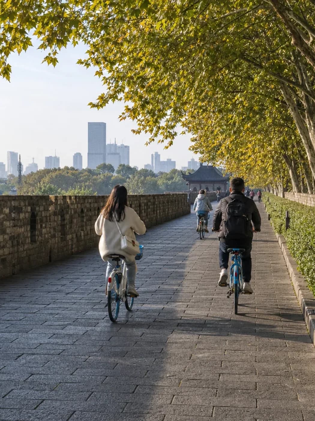 Cyclist on Nanjing city wall