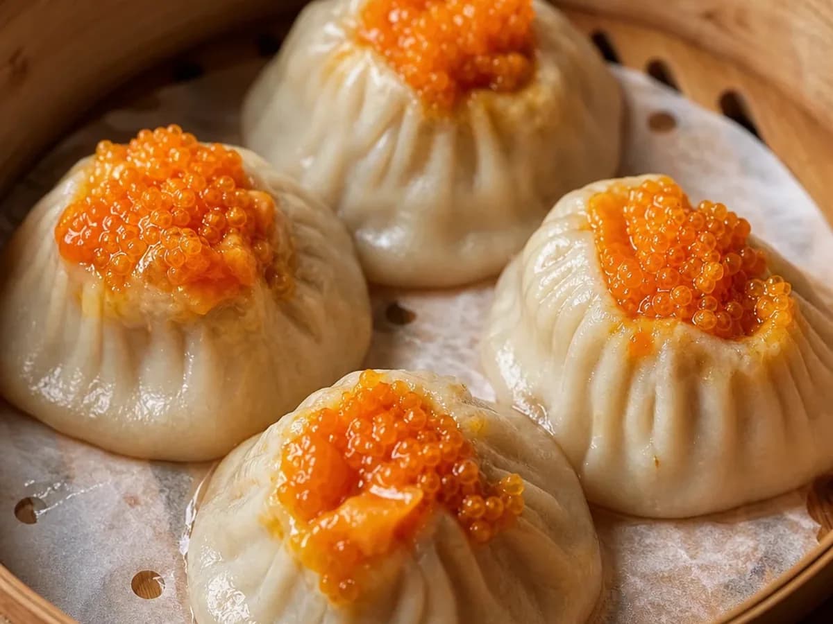 Crab roe buns in Nantong