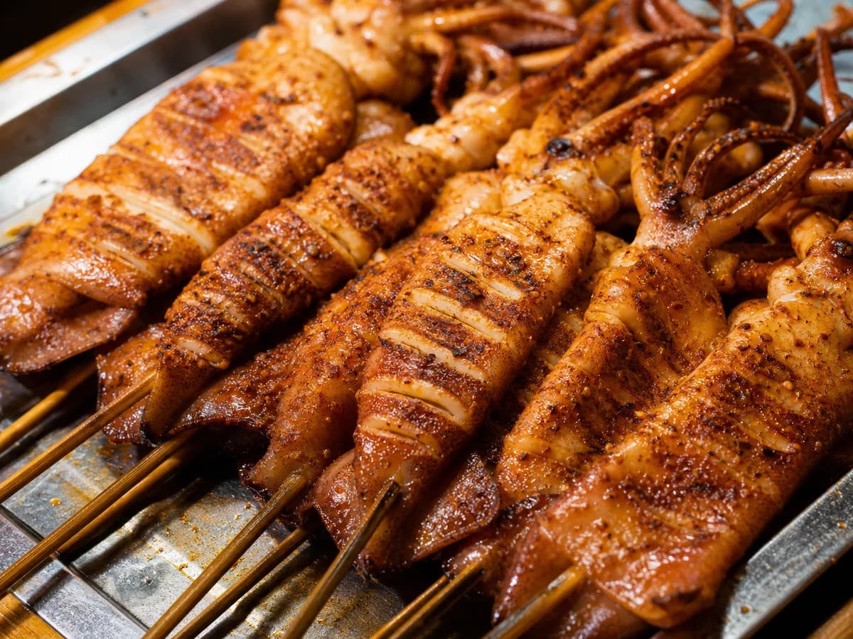 Grilled squid in Qingdao