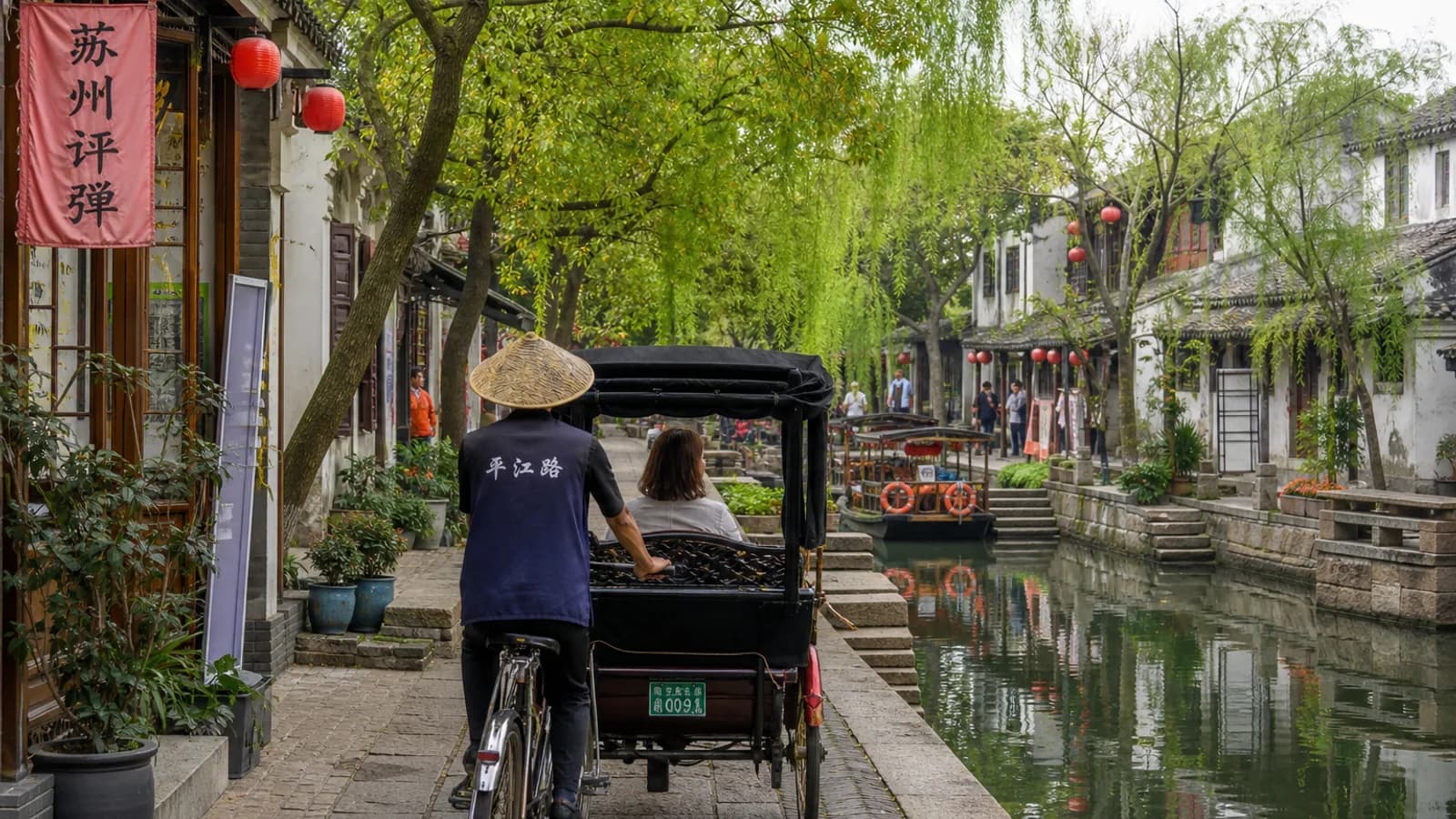 Travelers choosing to walk Suzhou lanes