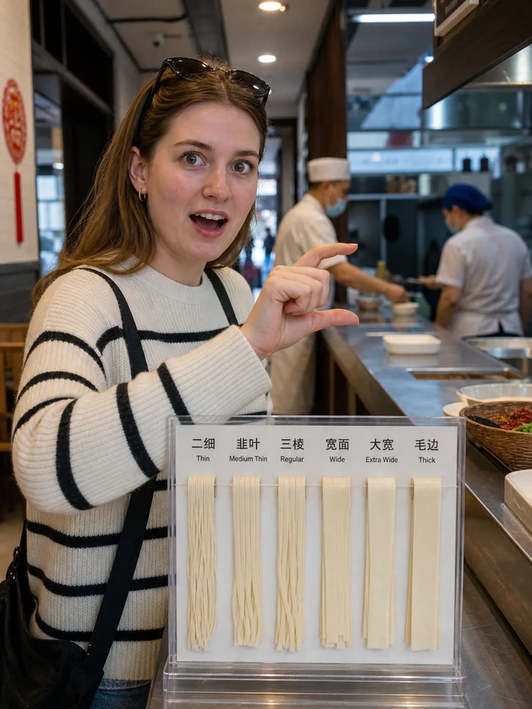 Traveler ordering knife-cut noodles in Taiyuan