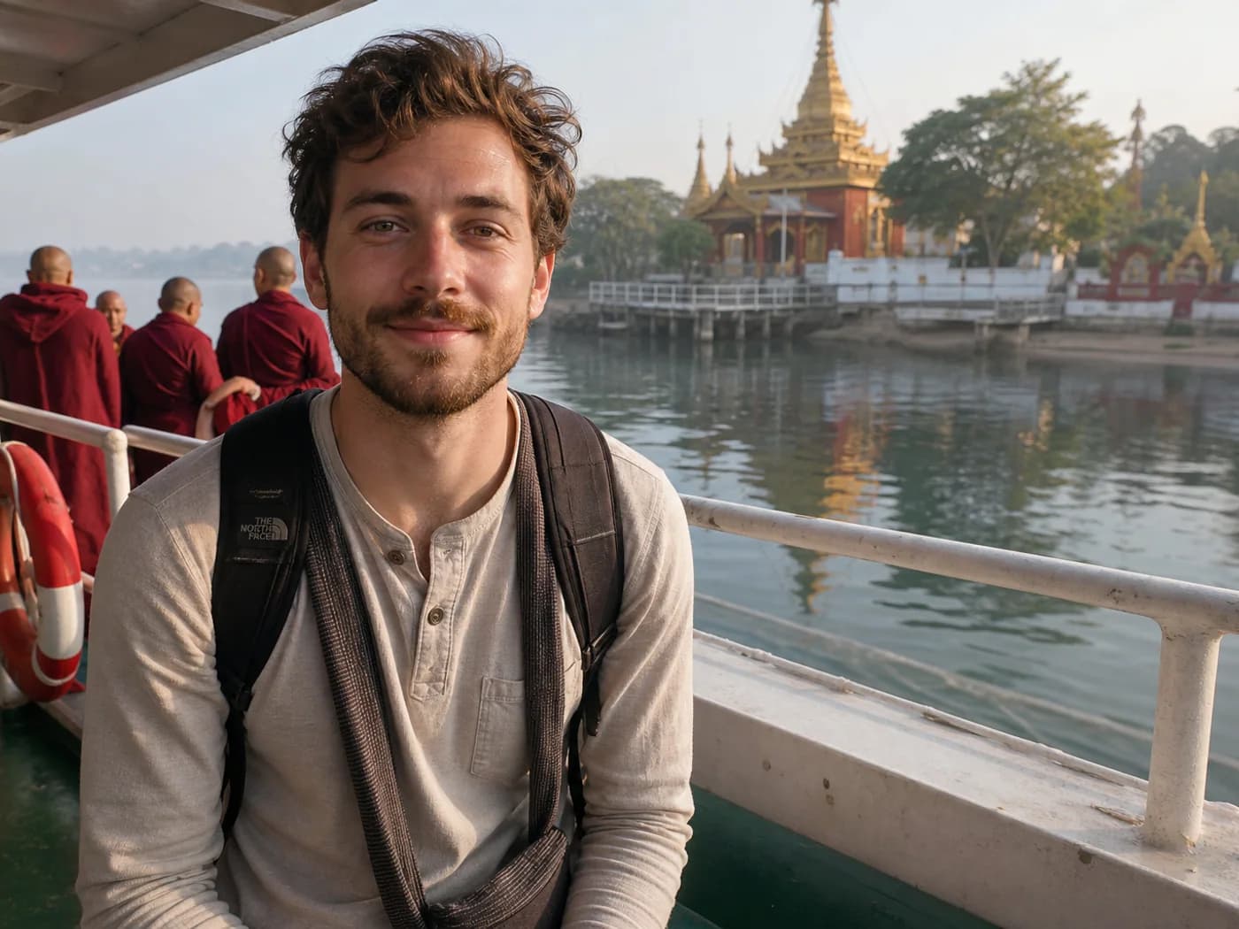 Travelers on Wenzhou river ferry