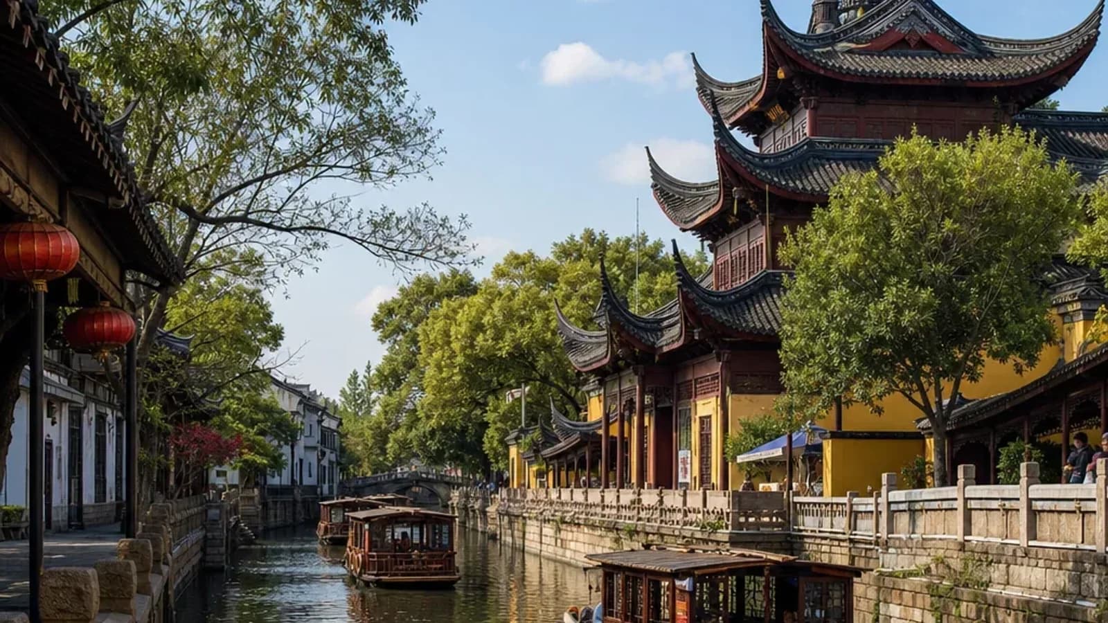 Nanchan Temple and canal in Wuxi