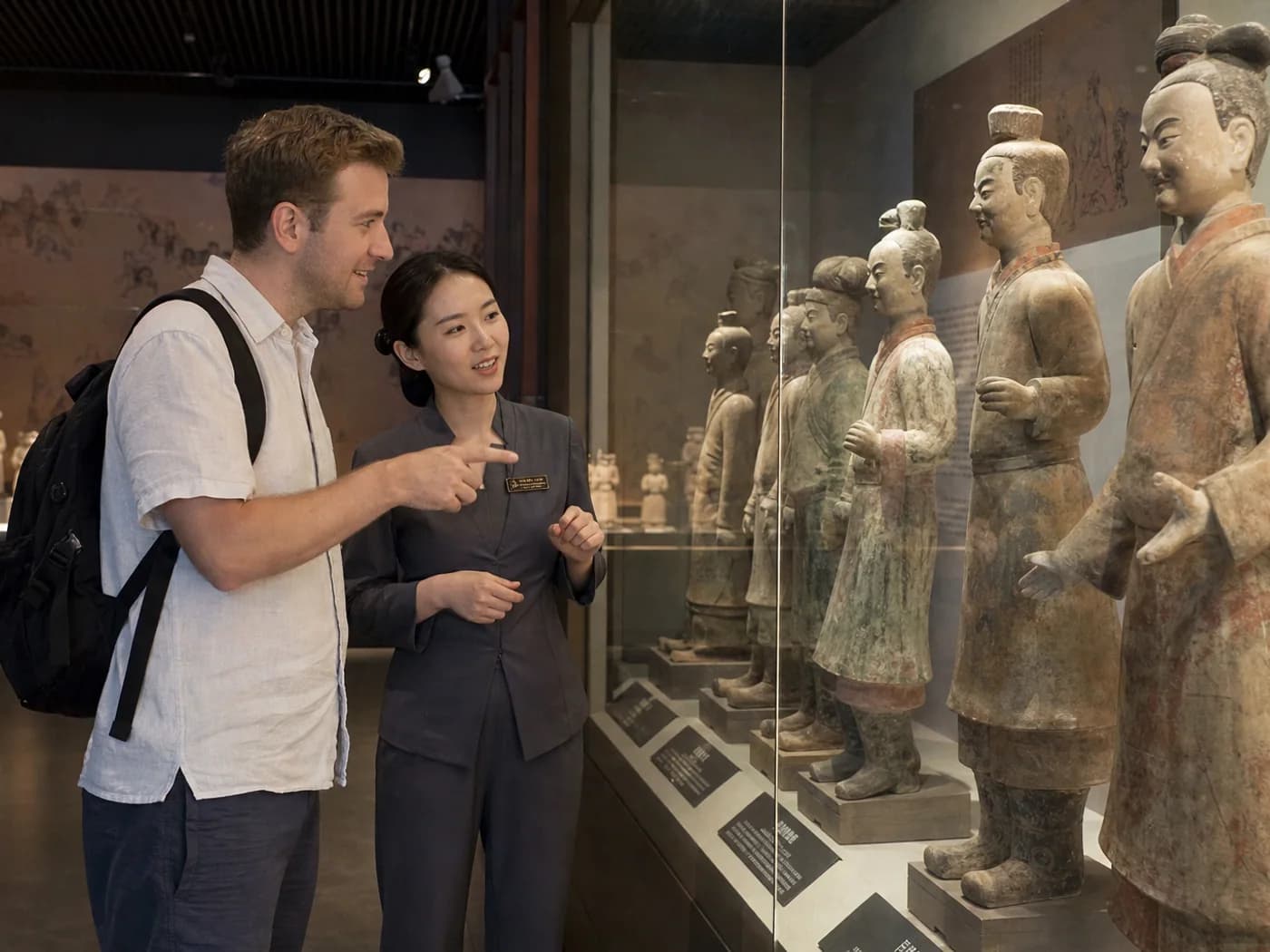 Traveler viewing terracotta figures